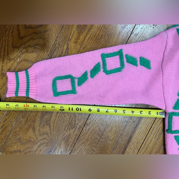 Retro style Cardigan Jersey Pink and Green - Picture 8 of 8